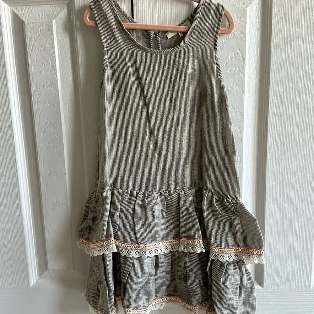 Blu Pony Vintage Girls Striped Lace Trim Sundress - Size 4T